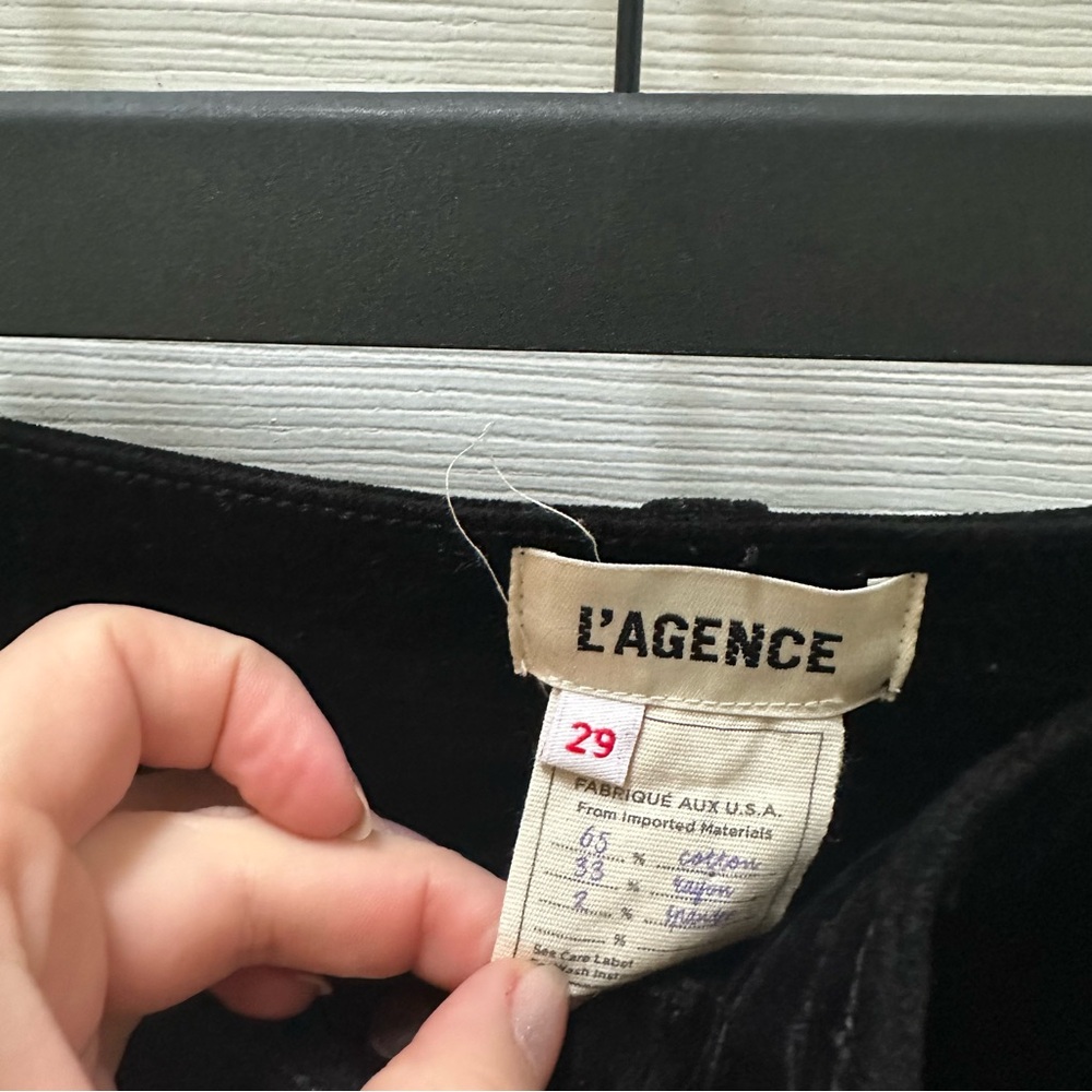 L'AGENCE Black Pants Stevie Velvet Jeans in Noir 29 flare - Picture 3 of 8